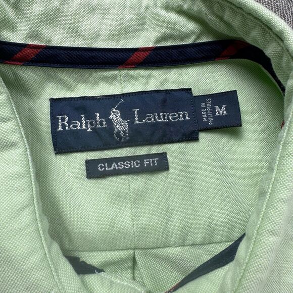 Vintage Polo Ralph Lauren Button Down Shirt Men M Green LS Y2K Classic Fit - Picture 6 of 9